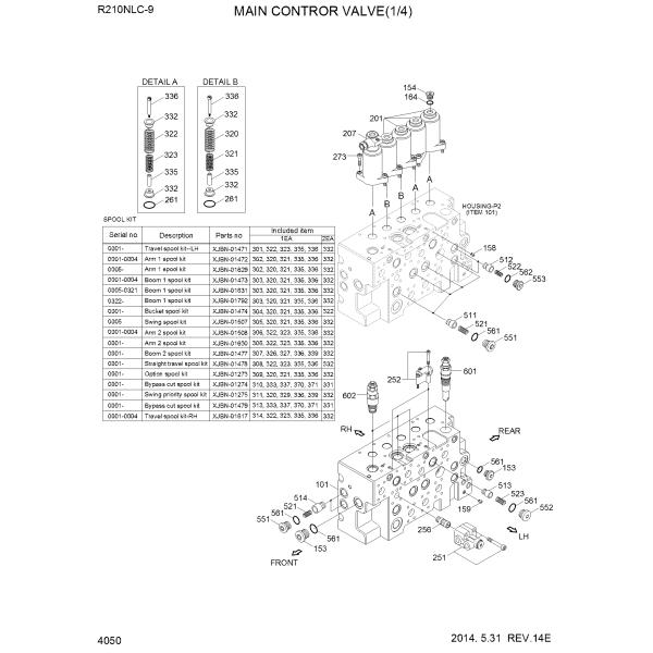 31Q6-16121 KMX15NB Control Valve Assembly For R225 Excavator