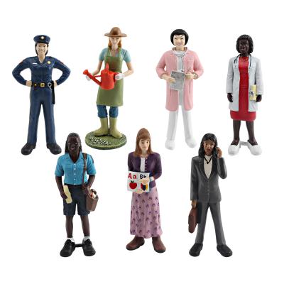 7 PCS Pessoas no Trabalho Modelo Brinquedo Fingir Profissionais Figuras Brinquedos para Meninos Meninas Crianças