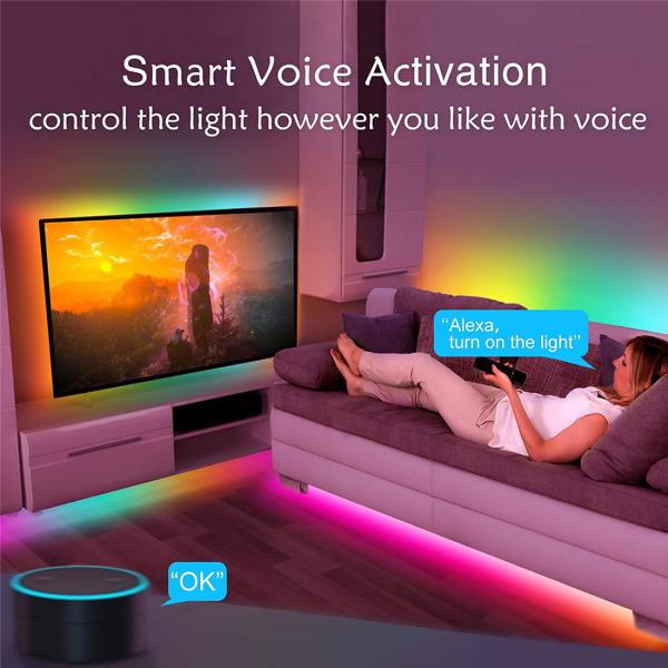 Dreamcolor Strip Lights RGBIC Smart Light Strip Romote Control LED Tape Light Rope Light Outdoor Indoor