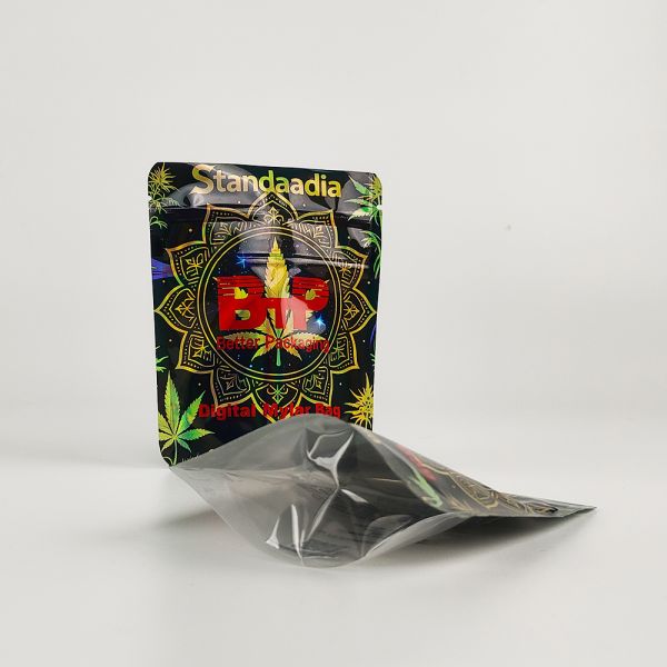 Custom Logo Digital Printed Doypack Ziplock Plastic Wholesale Holographic Yin Yang Mylar Zipper Stand up  Pouch