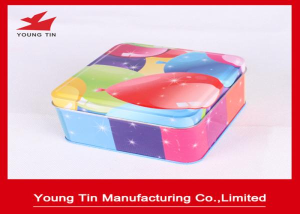 CMYK Printing Square Metal Tins , Food Grade Tinplate Material Metal Gift Box