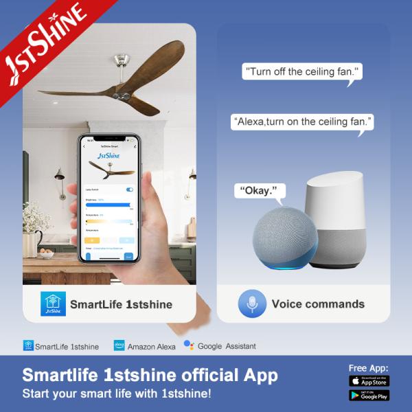 1stshine 60 Inch Metal Ceiling Fan with 35W DC Motor and Energy Saving Wooden Propeller