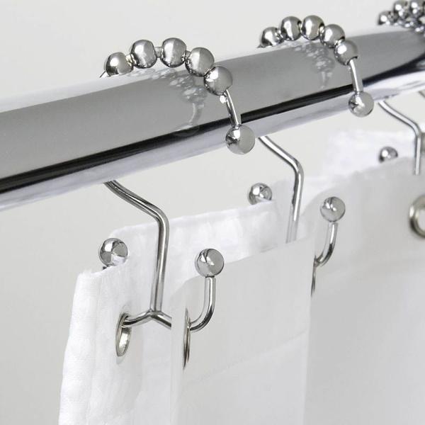 801HD001 Skynavo Stainless Steel Metal Double Glide Shower Curtain Rings Rust-proof Hooks Brushed Nickel 12 Count