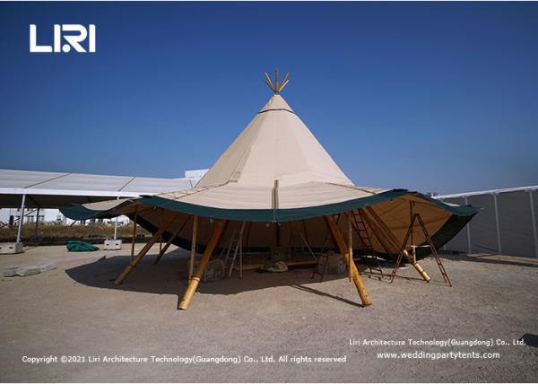 20 People Capacity Wooden Luxury Glamping Tents For Outdoor Dinner