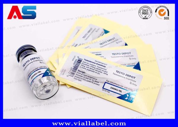 10 ml de etiquetas para usar en los viales de inyección estériles, pegatinas personalizadas con colores metálicos.