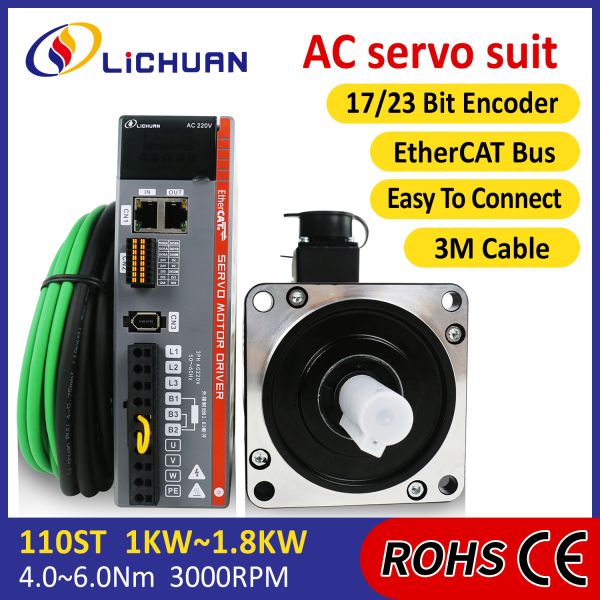 Lichuan AC Servo Motor Drivers Kit LC30E Series 5.0N.m 1.5KW 220V 5.0/6.0A