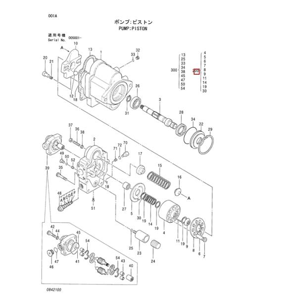 Аксессуары экскаватора частей ZAX50 Хитачи экскаватора насоса PVK-2B-505 0842111 гидравлические