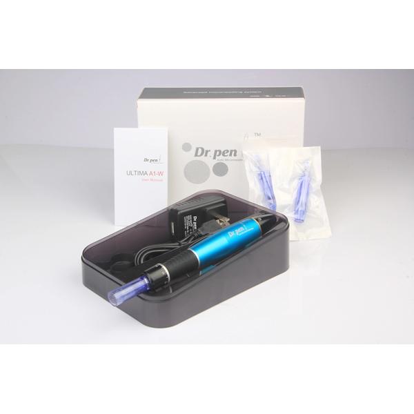 Набор татуировки макияжа ручки A1 переченя оптового беспроводного металла голубой кожаный постоянный