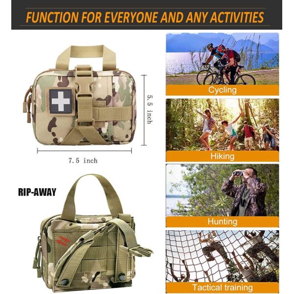 Tactical Medicine Large Capacity IFAK Bag Removable Quick Release Bag Patch Molle First Aid Kit