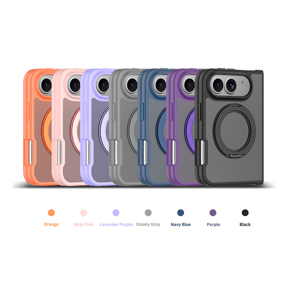 For iPhone 18 Fold 2026 2.0 mm PC TPU Magnetic Stand Case Transparent Matte Shockproof Cover Supports Wireless Charging