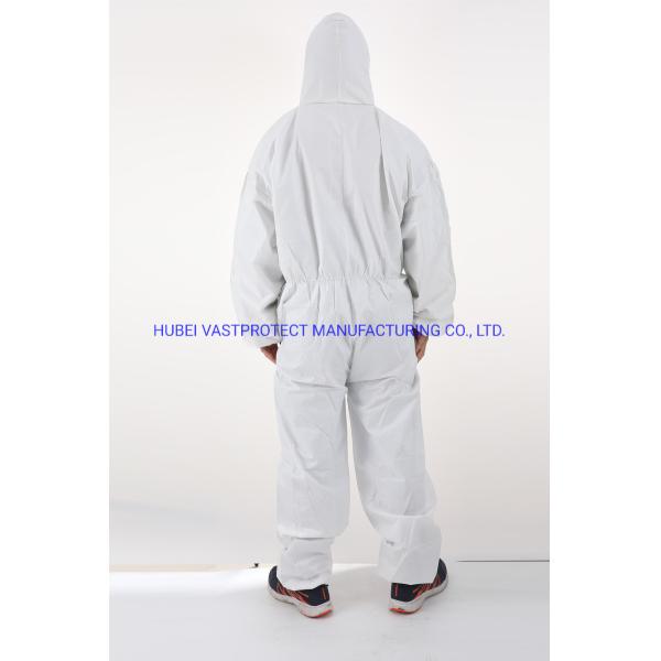 Waterproof Breathable Type 5/6 Cat 3 Disposable White Coverall with Antistatic Feature
