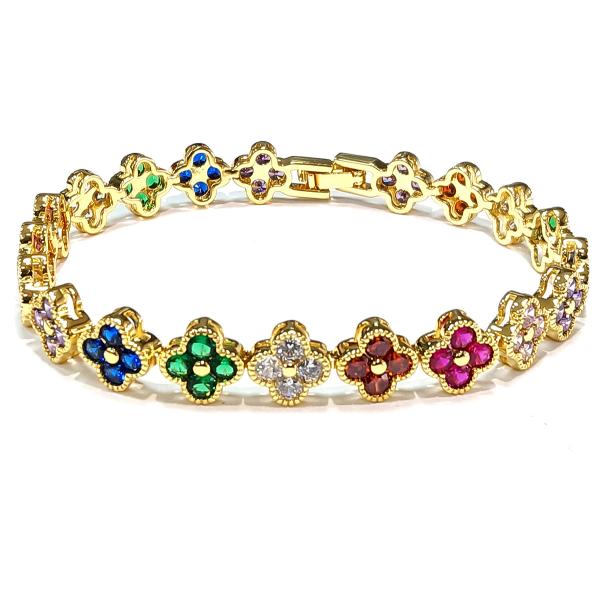 Rainbow Brass Золотой теннисный браслет OEM ODM Кубический цирконий теннисный браслет