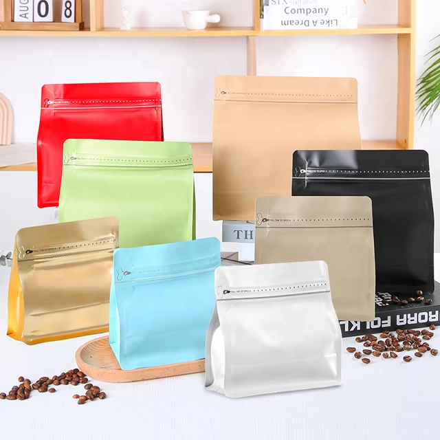 Premium Quality Personalized Durable Material Coffee Bag Side Seal Valve Packing Pouch Coffee Packaging Bag
