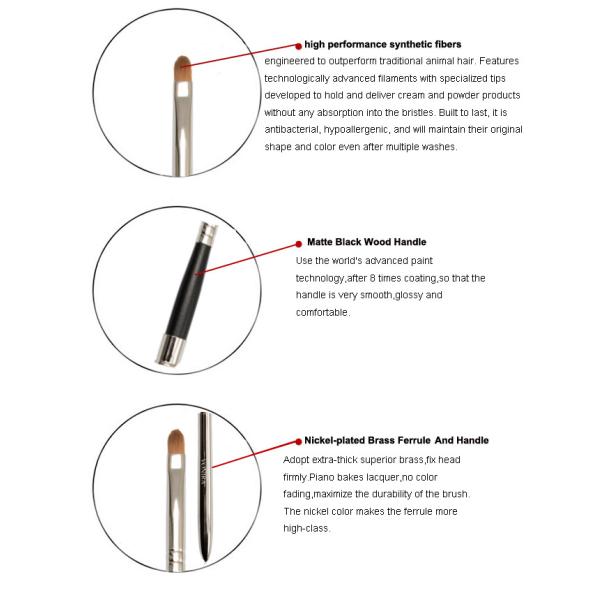 Brosse portative de lèvre de maquillage de précision avec les cheveux de haute qualité de Taklon de Vegan