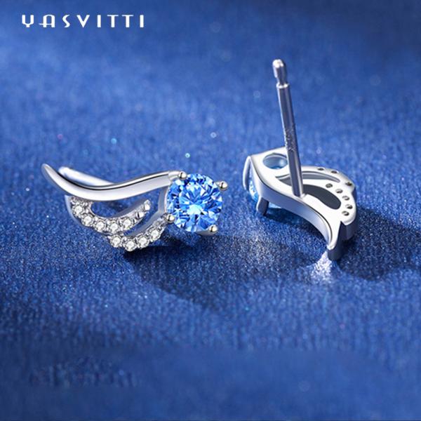 Простой ангел подгоняет серьги стержня ювелирных изделий тенденции голубой бабочки милые минималистские