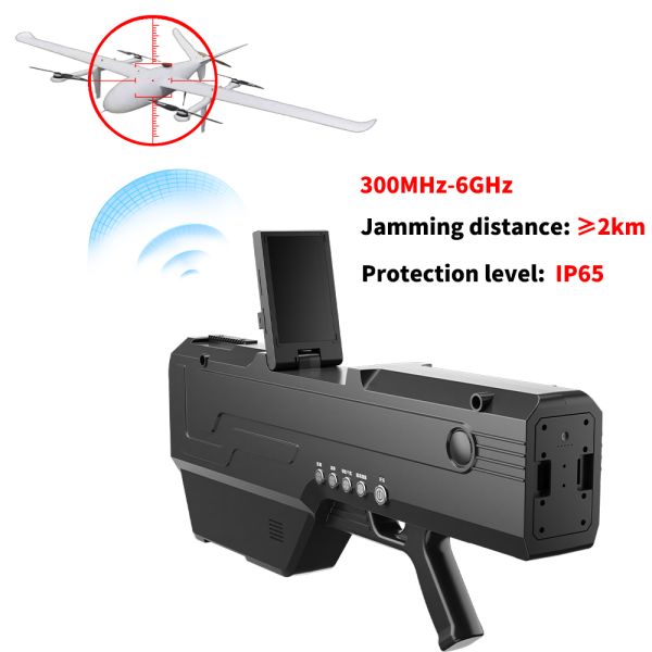IP65 Protection Handheld Drone Jammer with 2KM Jamming Distance and Multi-Band Jamming Technology