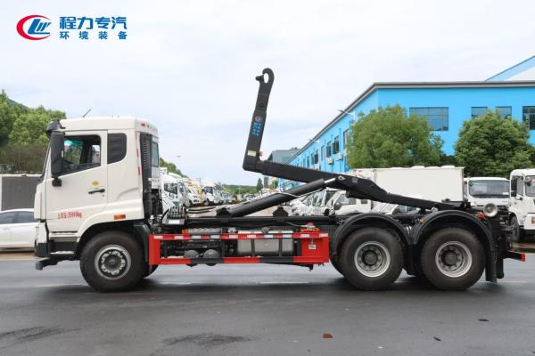HOWO 3 Axle Hook Lift Garbage Truck with XCMG 3 Ton Crane