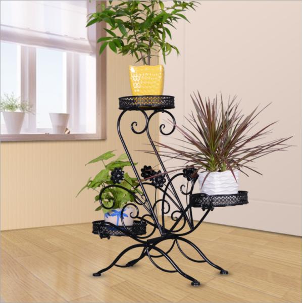 Anti Rust Wrought Iron 2.2KG 3 Tier Flower Pot Stand