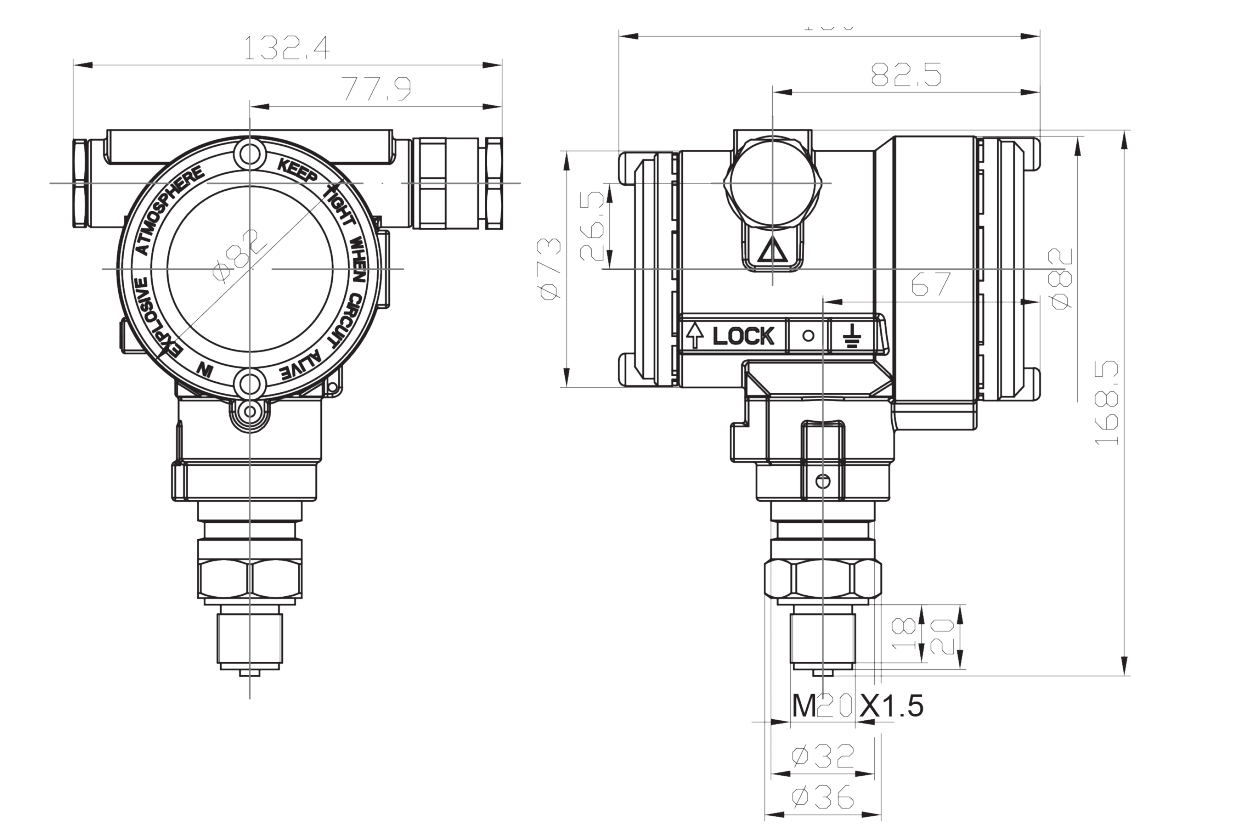 High Precision Pressure Transmitter 4 20mA 100:1 Turndown Ratio With HART RS485 Output