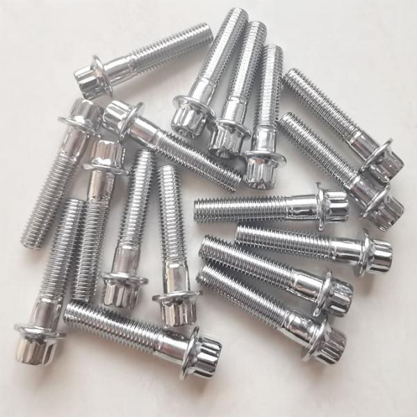 Universal Compatibility M7x32 Steel Chrome Plated 12 Point Wheel Bolt with Universal Fitment and Durable Chrome Coating