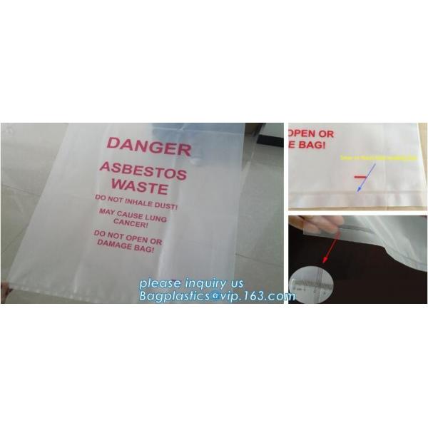 PE asbestos waste bags, Disposal Plastic Bag for Construction Waste, rubbish bag for asbestos fibers, bagplastics, bagea