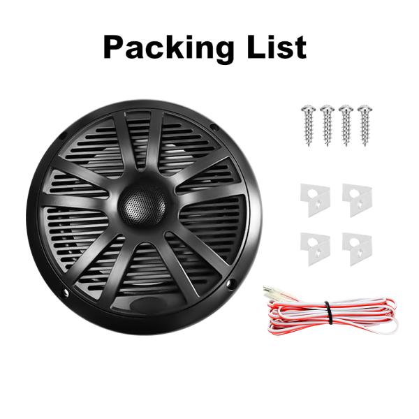 GRANDnavi 6.5Inch Marine Audio Waterproof Speakers in Black and White PP Cup with 4Ohm Impedance