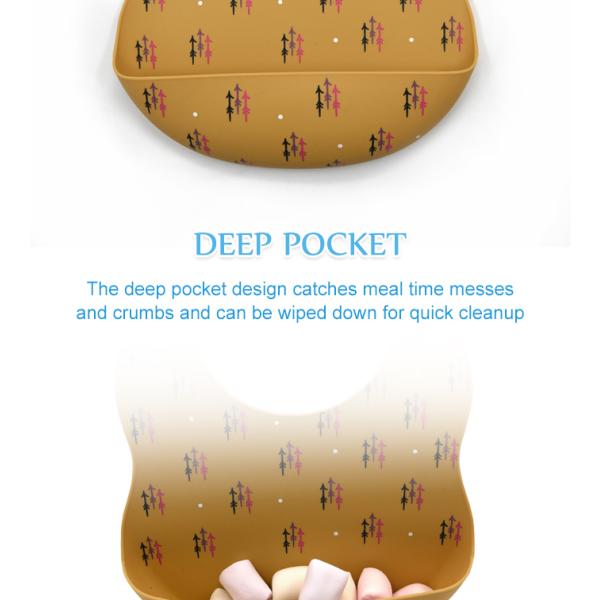 Custom Soft Waterproof EN71 Baby Food Catcher Bib Food Grade