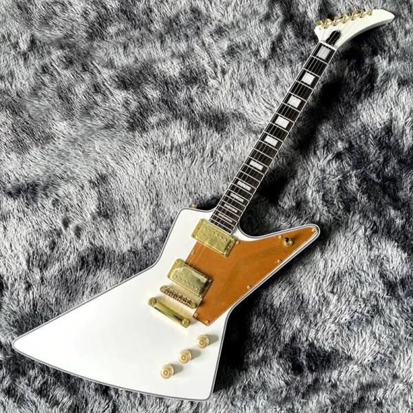 Custom Irregular Special-Shaped Electric Guitar with White Veneer Yellow Guard Board
