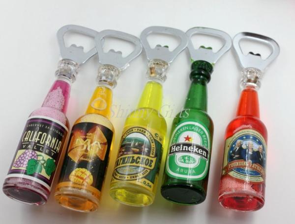 Shinny Gifts Beer Bottle Shape Liquid Bottle Opener with Magnet Promo Gifts