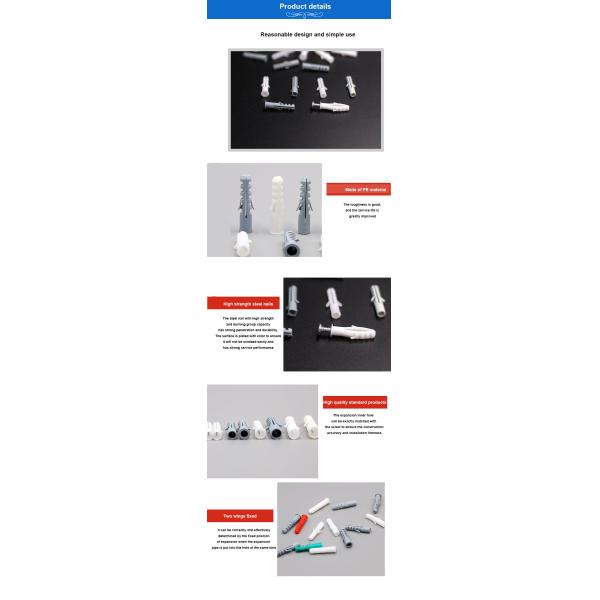 Excellent High quality made in china 5*25 Screws Expansion Wall Plug made of PE material expansion pipe