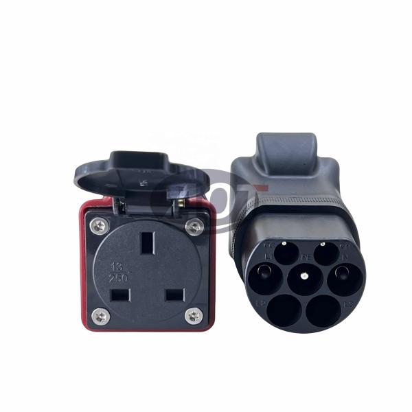 AOTAI Type2 to UK 3pin Plug Adapter S4L Single Phase Scooter Charger Adapter with High Temperature Resistant PC 220-240V