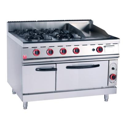 4 queimador gama de gás comercial com grelha de gás e forno