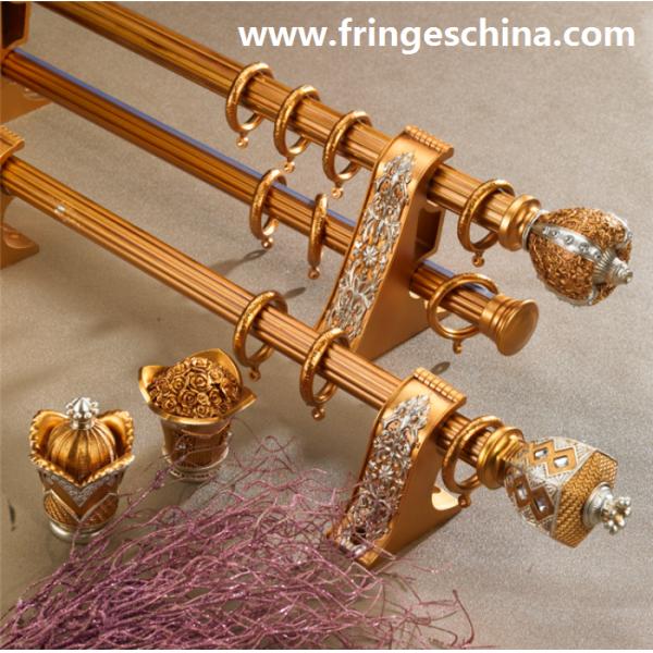 Hot selling delicate aluminum curtain rod pipe resin finials for home decoration