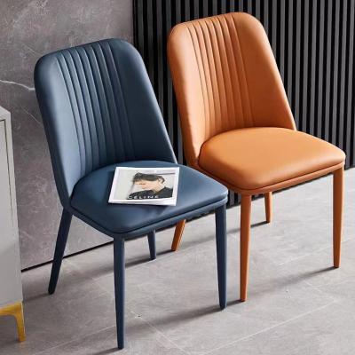 Unique Sturdy Modern Dining Chairs With Metal Legs Blue Leather Visually Striking