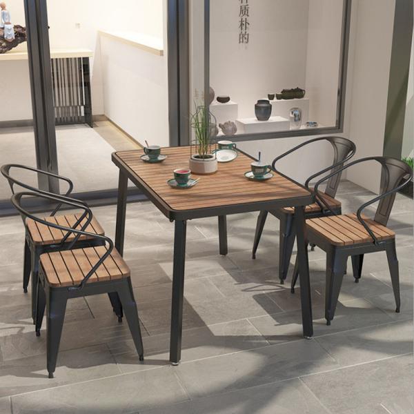 Outdoor Wood Dinning Table and Chair Set in Modern Style for Garden Furniture