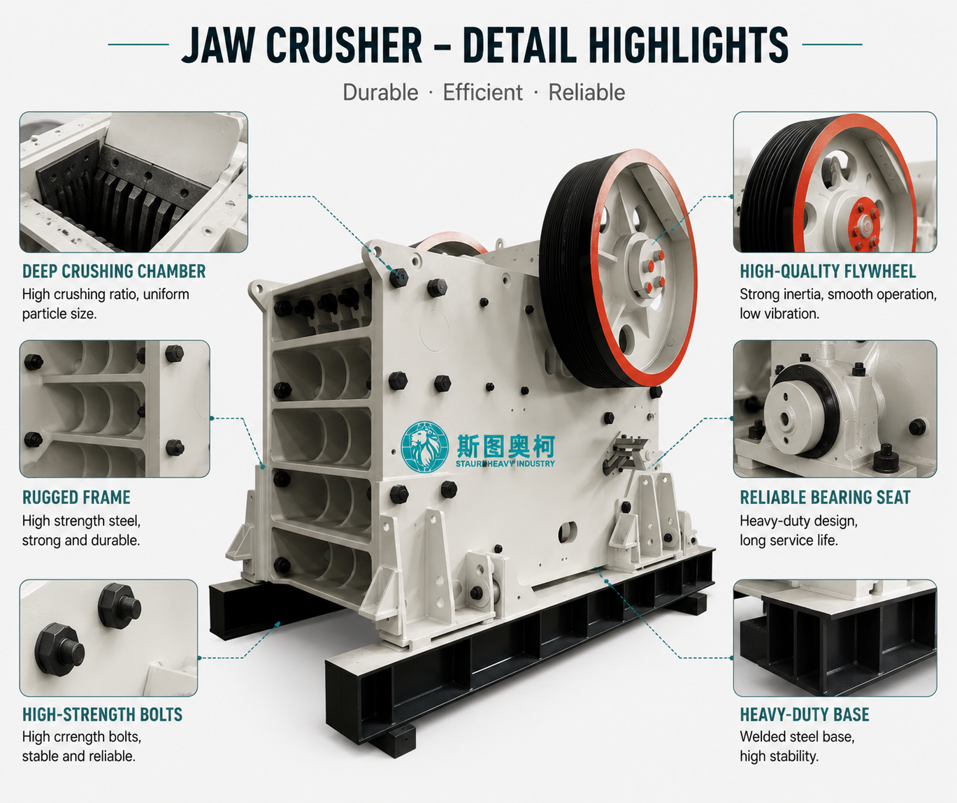 High efficiency jaw crusher core equipment of mining production line