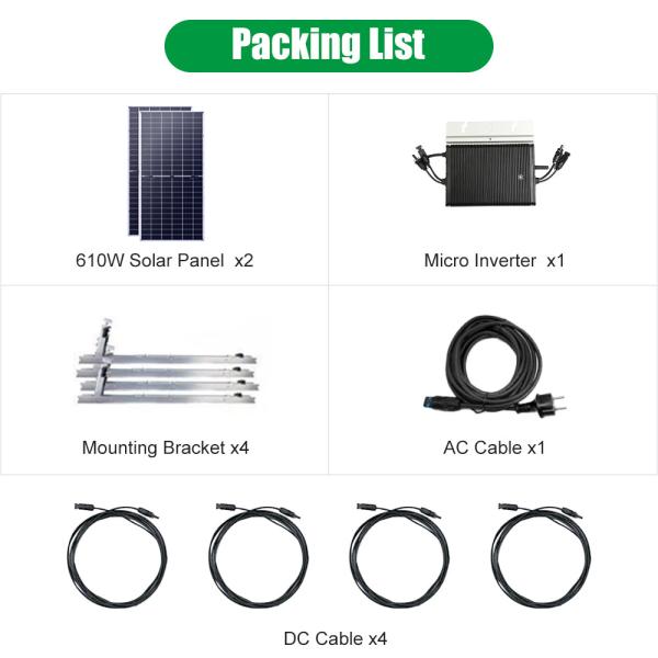 Avcon 800W-1000W Balcony Solar Monocrystalline Solar Panel Kit with MPPT Controller 220V Micro Inverter Complete Home System