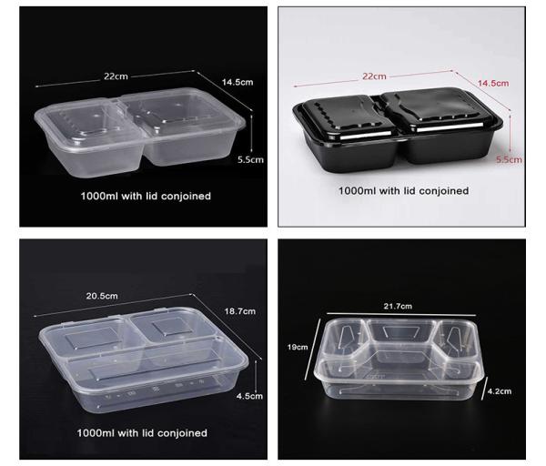 Transparent Plastic Meal Prep 6 Compartment Disposable Bento Box For Hotels And Events