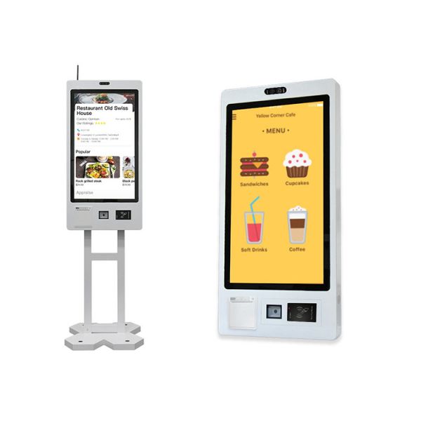 Ordering Kiosk Machine Self Service Ticket Printer Card Reader Payment Touch Screen Kiosk with Barcode Reader POS for Restaurant