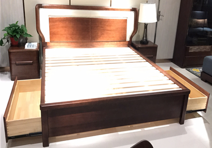 Full Solid Wood Uruguay Rose Wood Bedroom Furniture , 1.8*2.0 King Size Bed