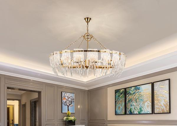 90V Polished Finish Kitchen Diameter 80 / 100cm Crystal Pendant Light