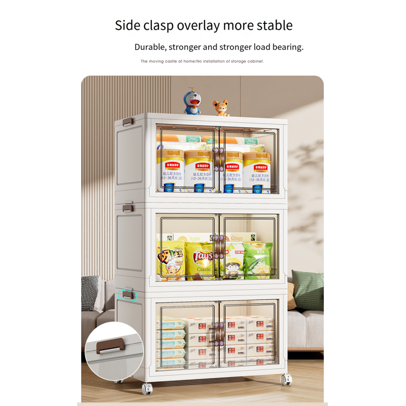 Home Transparent Clothing Folding Stackable Door Open Storage Cabinets  Storage Boxes & Bins  Storage Organizer