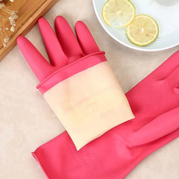 Red 30cm Latex Household Glove Indoor Locked Lining Latex Chemical Gloves
