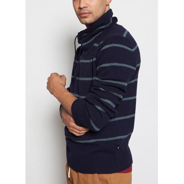 Full Lambswool Knit Pullover Sweater Hoodie Jersey Type With Stripe Thick