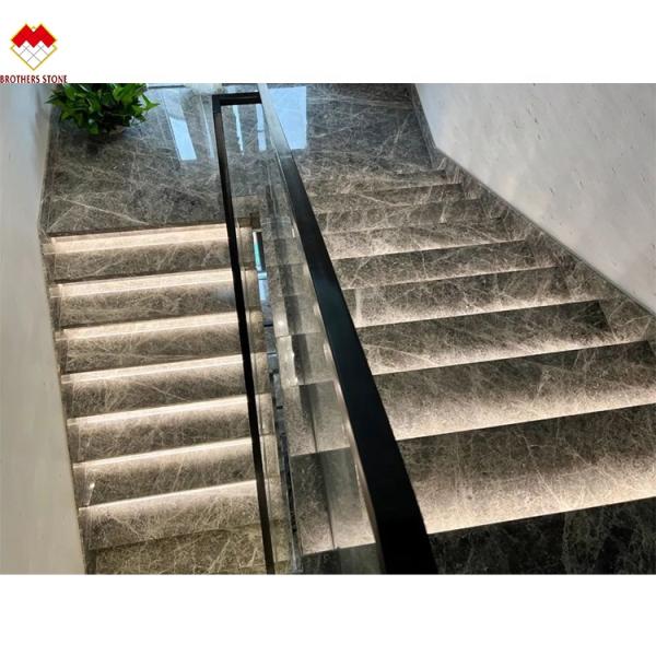 LED Stair Light Straight Spiral Marble Steps with Natural Marble Stone Stair Material