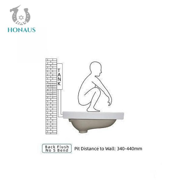 S Trap Commercial Hindware Squatting Pan Toilet Anti Blocking