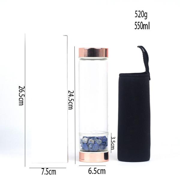 Travel 500ml / 15.2oz Glass Water Bottle With Stainless Steel Lid Custom Logo