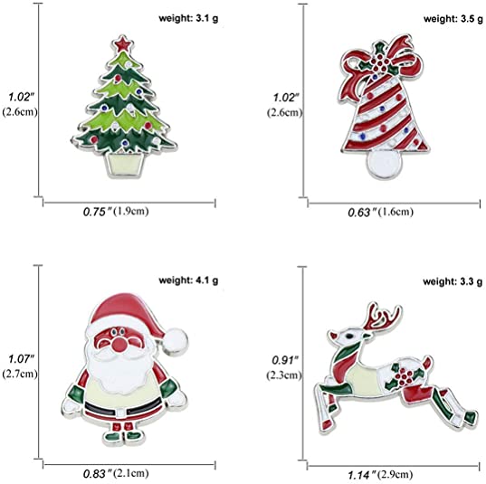 Christmas decoration metal tree Santa Claus ornament brooch lapel badge enamel pin for Xmas gift