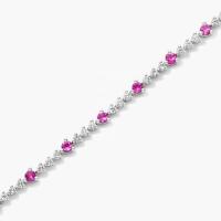 Bracelete de tênis de zircão branco rubí de corte redondo de prata esterlina Bracelete de tênis