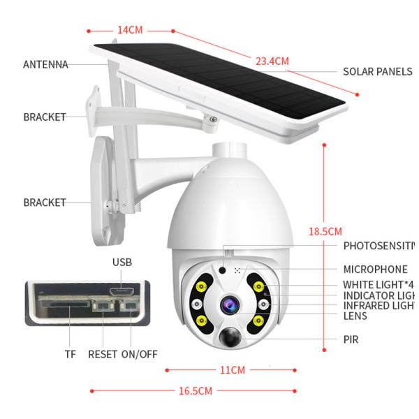 4G Solar Powered Camera Two-Way Audio 1080P Solar Cctv Wireless Network PTZ Cloud Storage Outdoor Camera